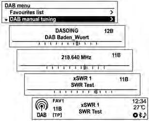 Dalla modalità DAB, premere il pulsante MENU-TUNE per entrare nel Menu DAB.