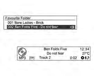 Sistema Infotainment 155 Menu CD Ricerca... Se nella playlist [ip] non ci sono file musicali, la prima canzone di ogni artista [ia] viene visualizzata.