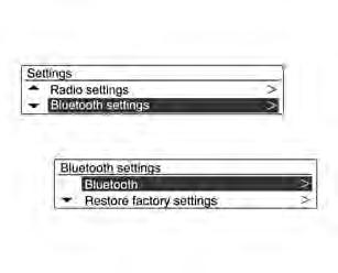 170 Sistema Infotainment [Impostazioni bluetooth] Bluetooth: Accedere al menu bluetooth. - Attivazione: Selezionare On o Off (acceso o spento).