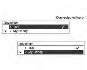 174 Sistema Infotainment Premere il pulsante CONFIG e usare il pulsante MENU-TUNE con manopola di regolazione per passare alle impostazioni Impostazioni bluetooth Bluetooth Elenco dispositivi e poi