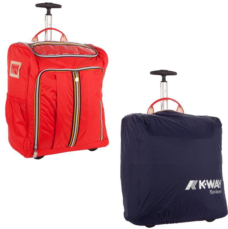 Logo K-Way ed etichetta interna stampati. Taglia: 41(l) x 18(w) x 38(h) K001XJ0 TRAIL LEATHER Trolley in K-Way nylon Plus con fodera interna.