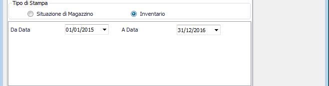 Selezionando il tipo stampa Inventario è possibile stampare l