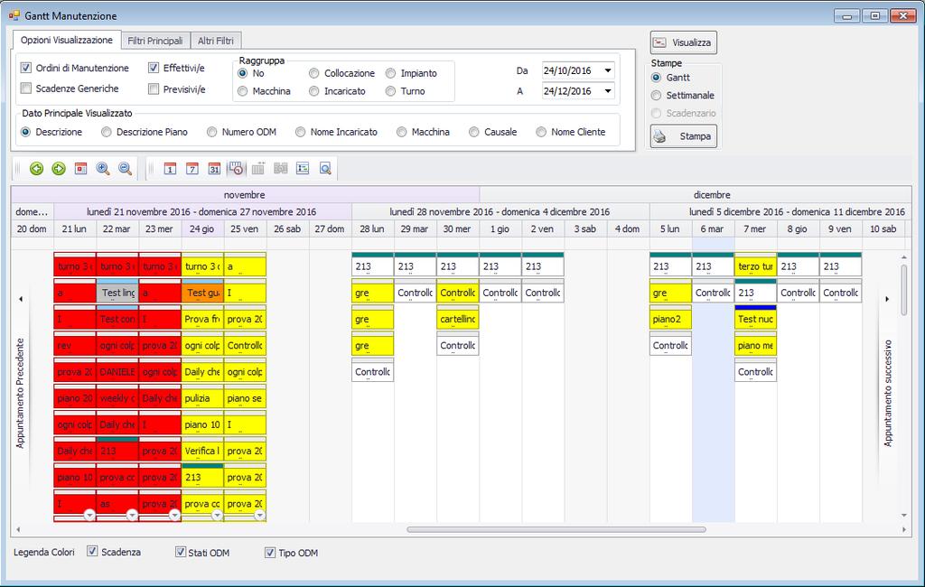 7.1 GANTT Il Gantt della manutenzione non è una semplice visualizzazione ma piuttosto uno strumento che permette di organizzare molto semplicemente le