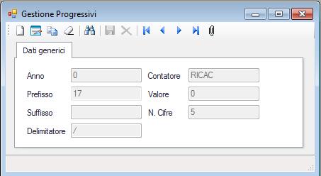 10.1 GESTIONE PROGRESSIVI E possibile personalizzare il modo in cui il software genera alcuni progressivi: - RICAC numero di Richiesta d Acquisto. - RICOF numero di Richiesta d Offerta.