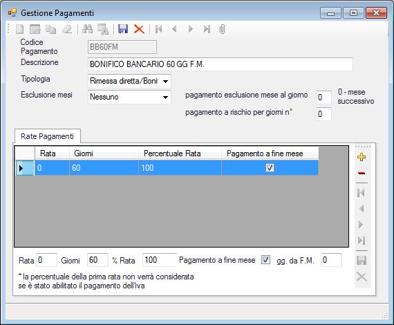 Elenco delle condizioni di pagamento, utilizzato nella definizione delle proposte d acquisto.