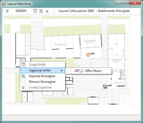 3.4 LAYOUT MACCHINE E possibile definire graficamente la disposizione delle collocazioni e degli impianti/macchine.