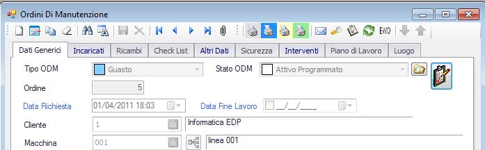 5.2 EMISSIONE DELLA CHIAMATA/RICHIESTA Questa videata viene impiegata per inserire manualmente le richieste/chiamate di interventi non programmati, a fronte di guasti.