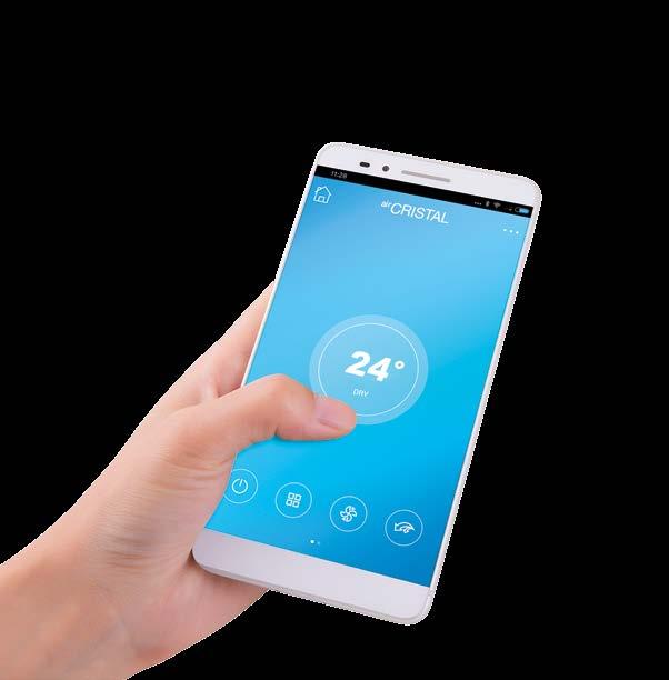 Con una App semplice e intuitiva, è possibile impostare le modalità di funzionamento di air CRISTAL, programmare l accensione e spegnimento anche tramite un timer giornaliero e/o settimanale,