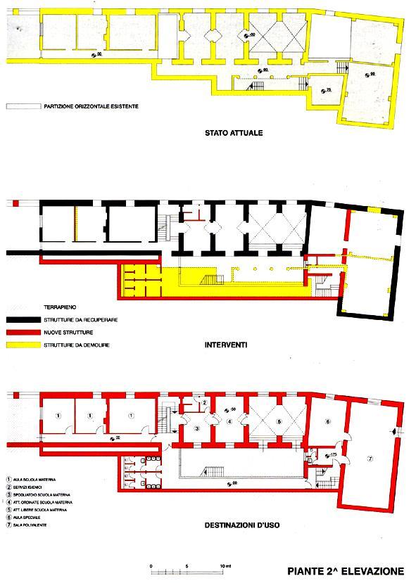 PIANTE / progetto di recupero. Nel caso di un progetto di recupero, i criteri di rappresentazione grafica differiscono in parte da quelli elaborati e descritti per un progetto ex novo.