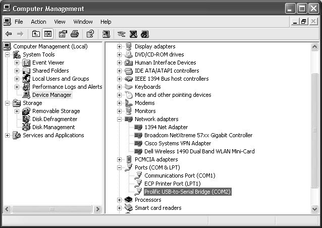 Alloggiamento del generatore integrato ForceTriad Selezionare Device Manager (Gestione periferiche). Espandere la sezione Ports (COM and LPT) (Portes [COM e LPT]).