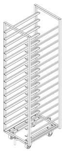 piattaforma girevole, con 2 guide sulla parte inferiore del Montanti verticali 25 x 25 mm Altezza totale del : 1775 mm Carrello 400x600 Numero di