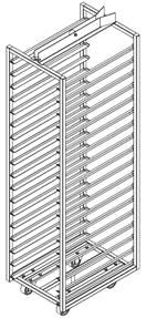 con 2 guide sulla parte inferiore del Montanti verticali 25 x 25 mm Altezza totale 1775 mm Carrello 400x600 Numero di piani 15 16 17 18 Passo (in