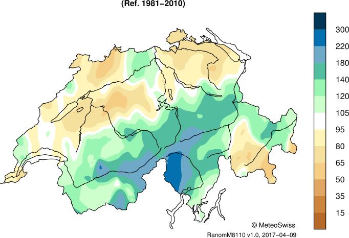 Distribuzione della temperatura, precipitazioni e soleggiamento per il mese considerato.