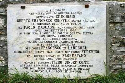 solfidrico responsabile del caratteristico odore di uova marce, acido borico, azoto, idrogeno ed in minor misura elio, argon, radon ed altri gas nobili.