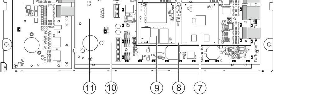 secondo modulo seriale su X9, opzionale 6 Modulo di rete in modalità degradata (SAFEDLINK) su X, opzionale 7 Modulo CPU (CORVUS) FCC009 8 Supporto moduli CPU FTO0 9