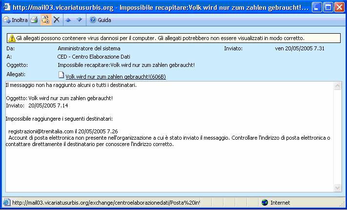 Spostare o copiare un messaggio È possibile riorganizzare nella cassetta postale i messaggi di posta elettronica e i messaggi inseriti, ad esempio spostando o copiando un messaggio in una cartella