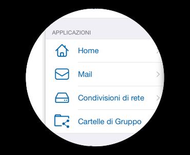 3.2 APPLICAZIONI All interno dell area Applicazioni troviamo tre distinte categorie: Home, Mail, Condivisioni di rete e