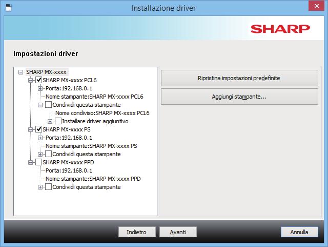 Tavola dei contenuti Windows / Selezionare il software da installare Installazione del driver della stampante/driver PC-Fax (procedura comune) Installazione personalizzata 4 Quando viene visualizzata