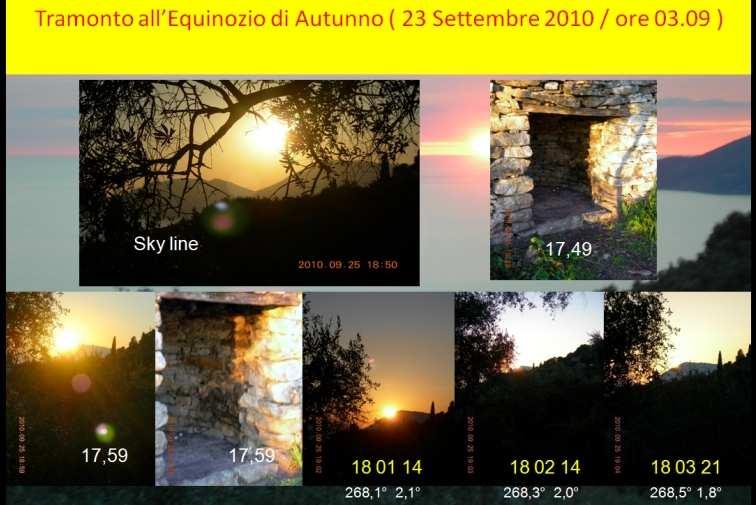 C) Equinozio d autunno Durante il tramonto all Equinozio di Autunno (istante dell equinozio astronomico nel 2010, il 23 settembre alle ore 03.