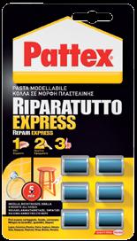 RIPARARE Pattex RIPARATUTTO EXPRESS Adesivo epossidico bicomponente in pasta modellabile ideale per riparare, ricostruire, sigillare in modo rapido: indurisce in soli 5 minuti.
