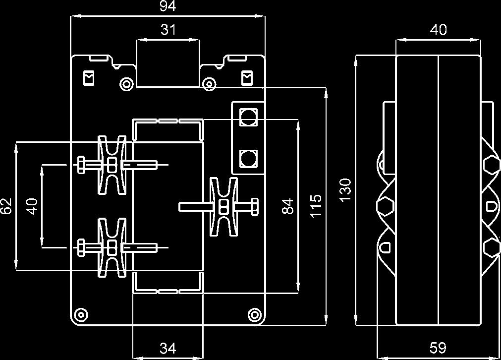 TAT084 62x34-84x34 T.A. DI MISURA A BARRA PASSANTE BUSBAR PASSING MEASURING CT s grado di protezione protection degree IP 20 durata nominale (I th) current (I th) 80 In max.