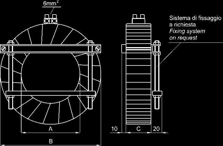 TA0... / TAC... / TAR... T.A. NASTRATI E RESINATI TAPE INSULATED & RESIN IMPREGNATED CT s frequenza funzionamento operating frequency 15 Hz 2 khz l isolamento voltage 0,72 1,2 kv tensione di prova