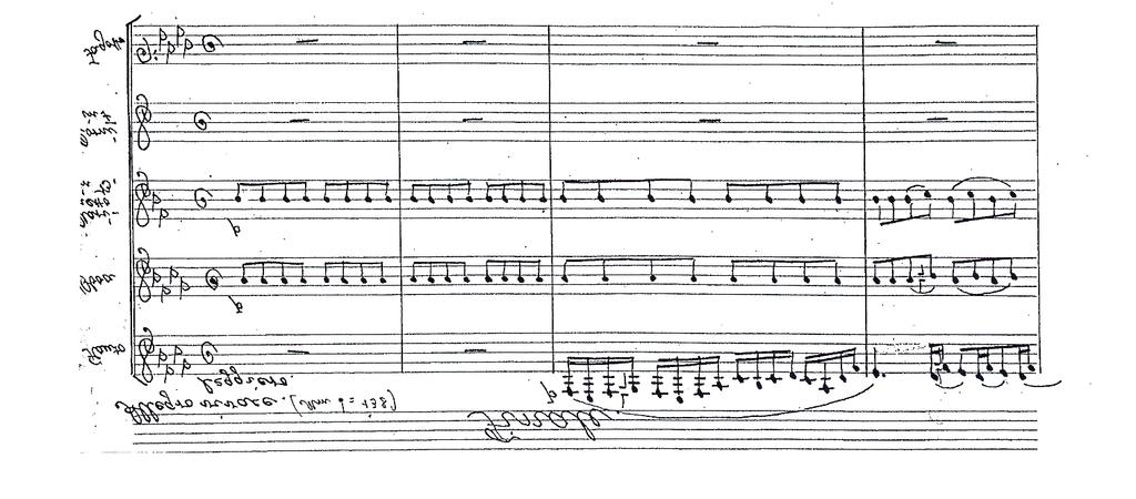 Notový príklad č. 4 Mikuláš Moyzes Dychové sexteto As dur Finale Allegro vivace, takty 1 4.