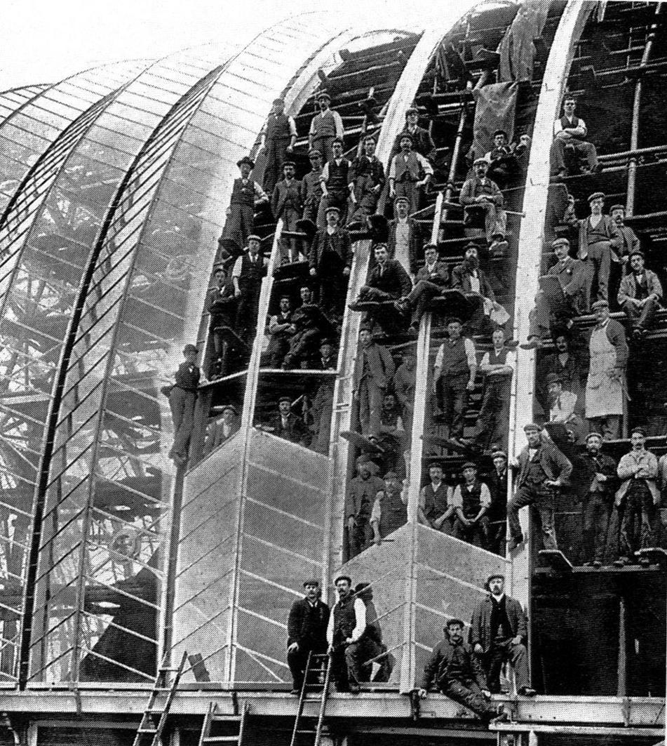 Crystal Palace Londra 1851 Immagine del cantiere Gli elementi vetrati sono