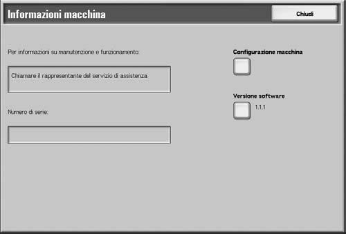 4. Stato della macchina Stato della macchina Nella schermata Stato macchina, è possibile controllare la configurazione della macchina e lo stato dei vassoi carta, nonché impostare il modo stampa. 1.