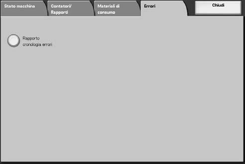 4. Stato della macchina Errori In questa sezione viene descritto come controllare le informazioni relative a un errore verificatosi all'interno della macchina.