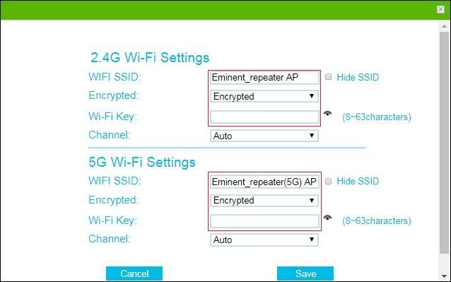 23 ITALIANO 8. Apparirà la seguente schermata: 9. Noterai quindi che il ripetitore compilerà automaticamente il nome SSID di default nel campo SSID.