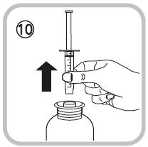 Tiri lo stantuffo verso il basso fino alla tacca della dose in millilitri (ml)