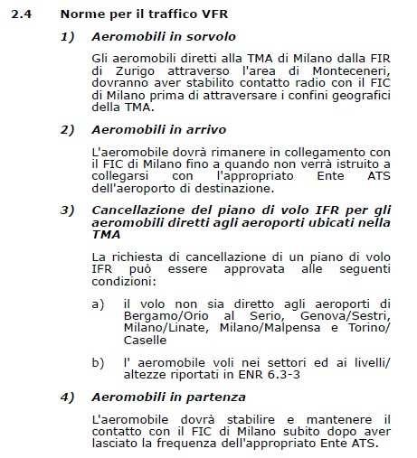 Ma volando in spazio G sotto la TMA di Milano è obbligatorio chiamare Milano Informazioni?