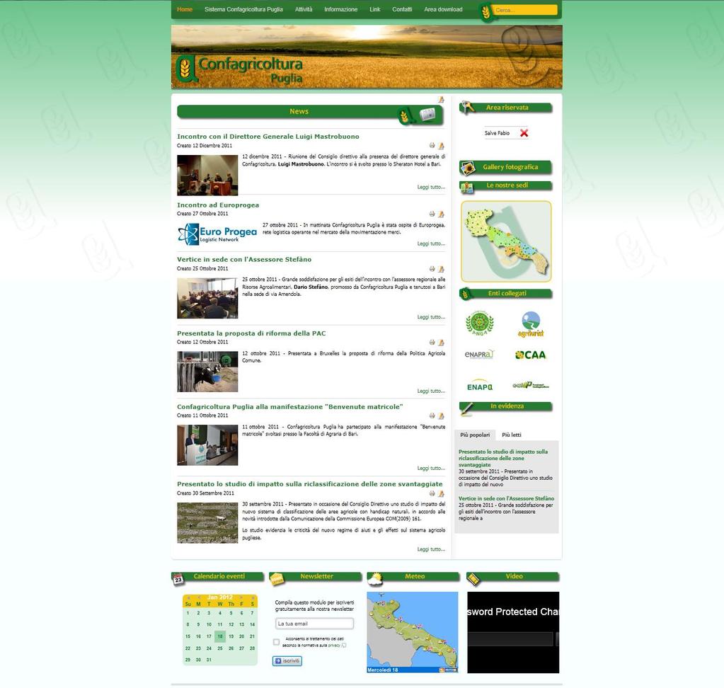 Menu principale Modulo di ricerca Home page Accesso all area riservata Gallery fotografica Mappa interattiva delle sedi