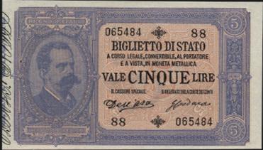 DI STATO - Umberto I (1878-1900) 5 Lire 17/12/1882 -