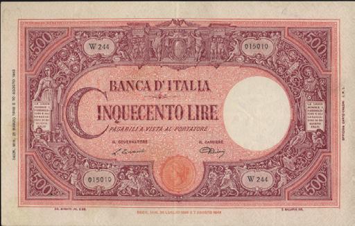 (1944-1946) 100 Lire - Barbetti 20/12/1944 - Alfa 378; Lireuro 24C RR - Il commissario Introna/ Urbini - Piega a croce BB+ 220 443 500