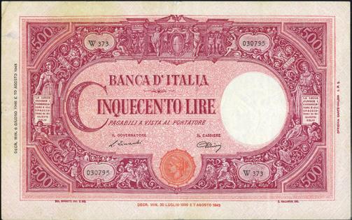 Italia 20/03/1947 - Alfa 544; Lireuro 39A - Einaudi/Urbini - Ondulazioni FDS 200 456 500 Lire - Italia 20/03/1947 - Alfa 544sp; Lireuro