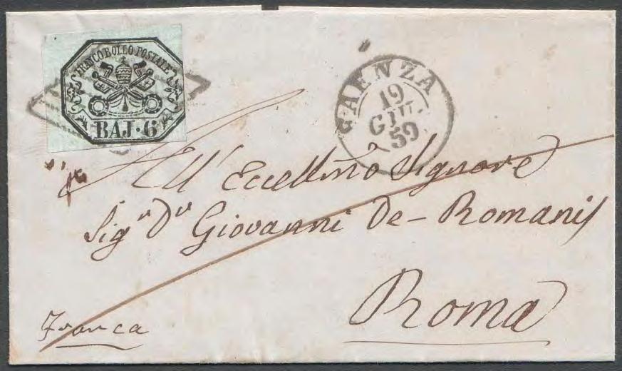 GOVERNO PROVVISORIO DELLE ROMAGNE Corrispondenza scambiata oltre i territori liberati 1 Periodo: 12 giugno 31 agosto 1859 3 a Distanza > 1 a Distanza 2