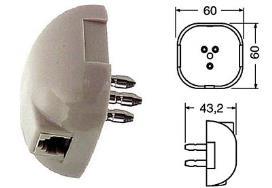 Contatti: Bronzo fosforoso Portata: 100Vca 1,5A Per Spine serie: GT0044/0066/0088 GT150200 MINISPINA TRIPOLARE PER