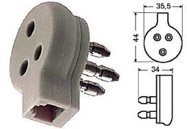 GT151000 SPINA 3POLI SIP A PLUG A 6P/4C SPINE E PRESE TELEFONICHE SPINA E PRESA TRIPOLARE CON ADATTATORE TELEFONICO PLUG Da spina