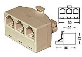 poli RJ11 /4C= 4 contatti /6C= 6 contatti GT068800 ADATTATORI TELEFONICI 8 POLI A doppia