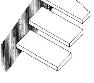 Scala con matrice portante costituita da gradini a sbalzo isolati Gradini preformati (in materiale lapideo) o prefabbricati (in calcestruzzo armato) Con sistema