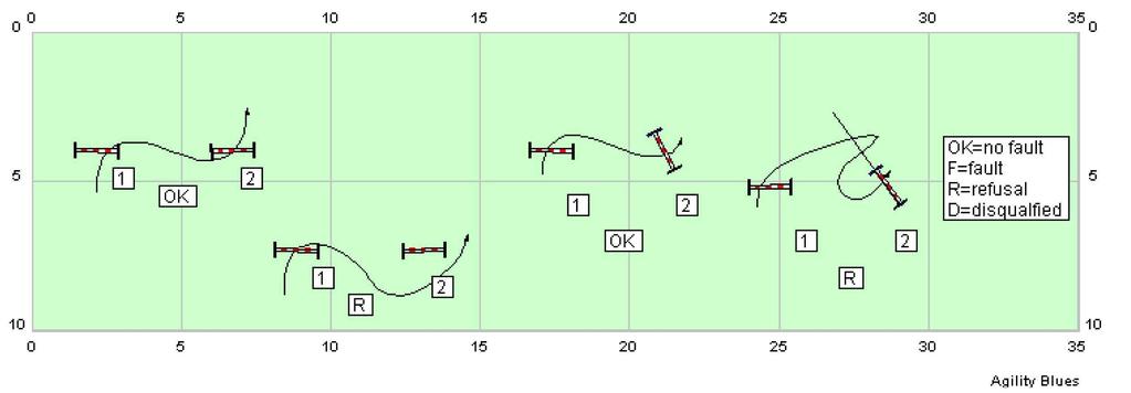 Esempi: 1.Il cane non oltrepassa la linea del rifiuto : OK 2.Il cane oltrepassa lateralmente e supera l ostacolo:rifiuto. 3.Il cane non oltrepassa la linea del rifiuto : OK. 4.