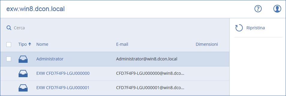 Per altre informazioni sul ripristino in Office 365, fare riferimento a "Protezione delle caselle di posta di Office 365" (p. 203). 12.7.