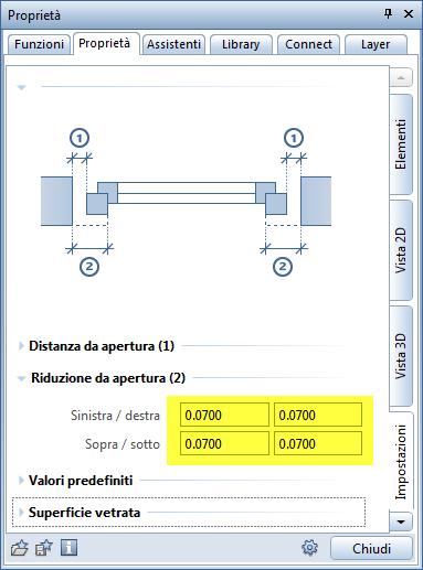 12 Stili etichetta automatici Allplan Avviso 01: se necessario, al posto delle misure reali sinistra, destra, sotto e sopra del telaio principale (definite nella scheda Elementi - Telaio) è possibile