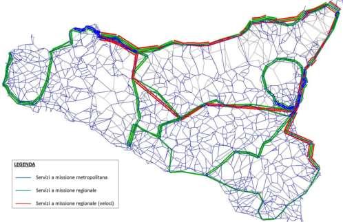 Figura 145 Grafo modellizzato dei servizi ferroviari Il processo di simulazione adottato con CUBE ha assegnato la domanda ferroviaria (matrice O/D complessiva al 2015 con modalità treno ) a tutti i