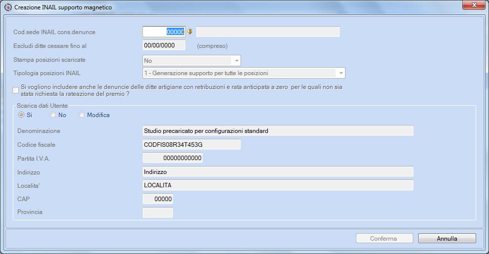 FILE TELEMATICO Viene effettuata la generazione del File Telematico da inviare all INAIL.