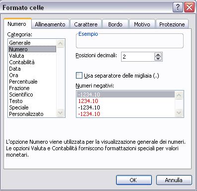 Il formato celle Formato Celle Tutte al momento della creazione del foglio hanno l attributo Generale Potendo contenere però qualsiasi tipo di dato, ogni cella può