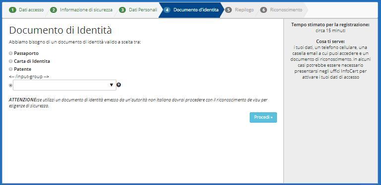 Pagina 11 di 24 Nota Bene: in caso di scelta di un documento diverso dal Passaporto, la patente di guida o la carta di identità, ed in tutti i casi in cui il documenti