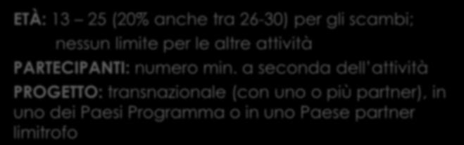 LE AZIONI DEL PROGRAMMA GiA 2007-2013 Lo scopo è la comprensione e l apertura reciproca, avviare collaborazioni durature, scambiare esperienze e promuove l